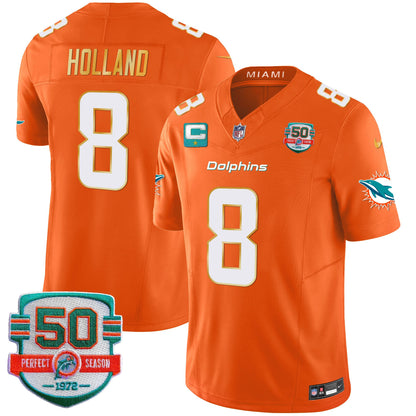 Dolphins Gold Trim Vapor Limited Jersey - All Stitched