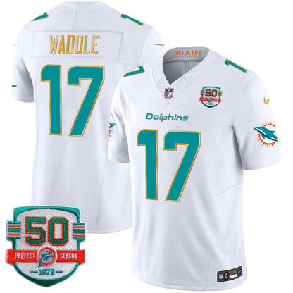 Dolphins Gold Trim Vapor Limited Jersey - All Stitched