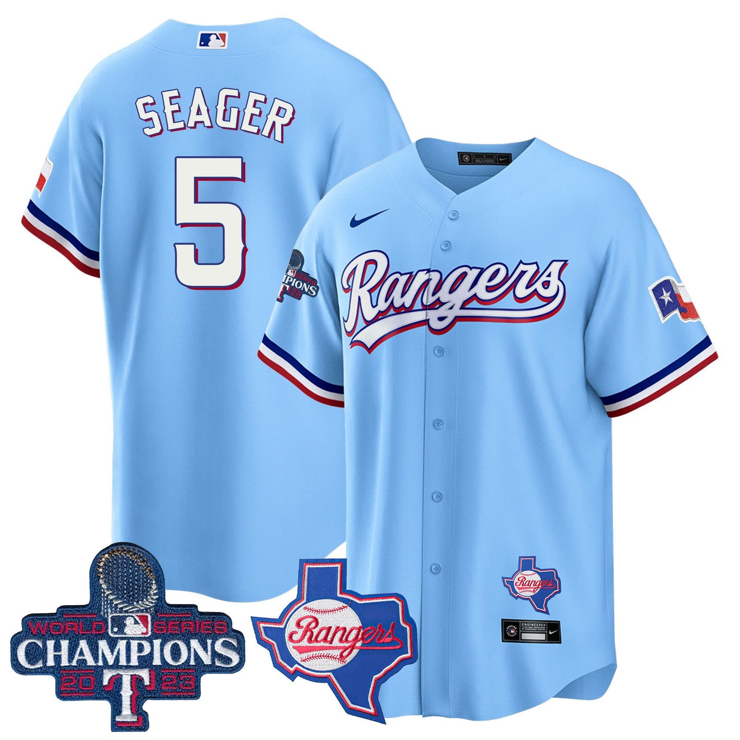 Texas Rangers 2023 World Series Champions Cool Base Jersey V2 - All Stitched