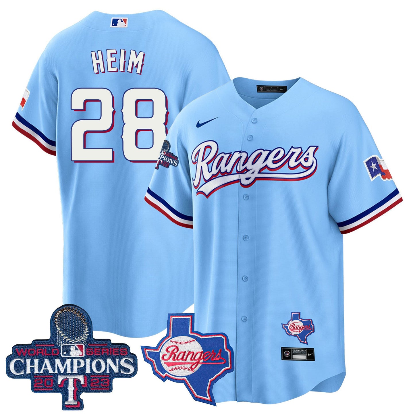 Texas Rangers 2023 World Series Champions Cool Base Jersey V2 - All Stitched