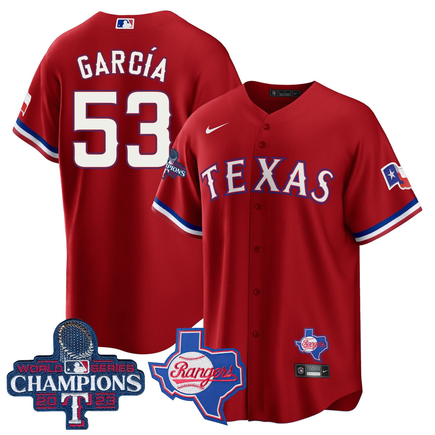 Texas Rangers 2023 World Series Champions Cool Base Jersey V2 - All Stitched