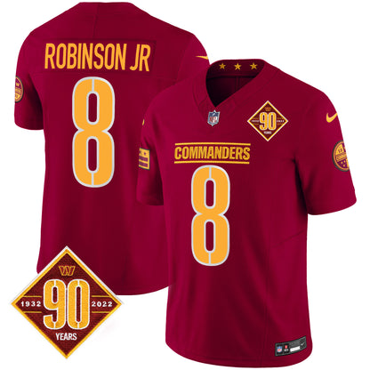 Washington Commanders 90th Anniversary Patch Vapor Jersey - All Stitched