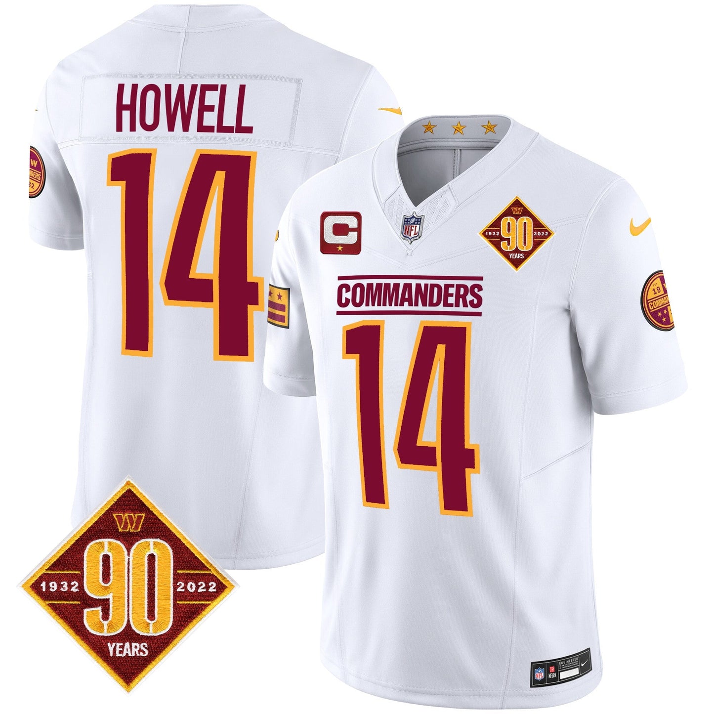 Washington Commanders 90th Anniversary Patch Vapor Jersey - All Stitched