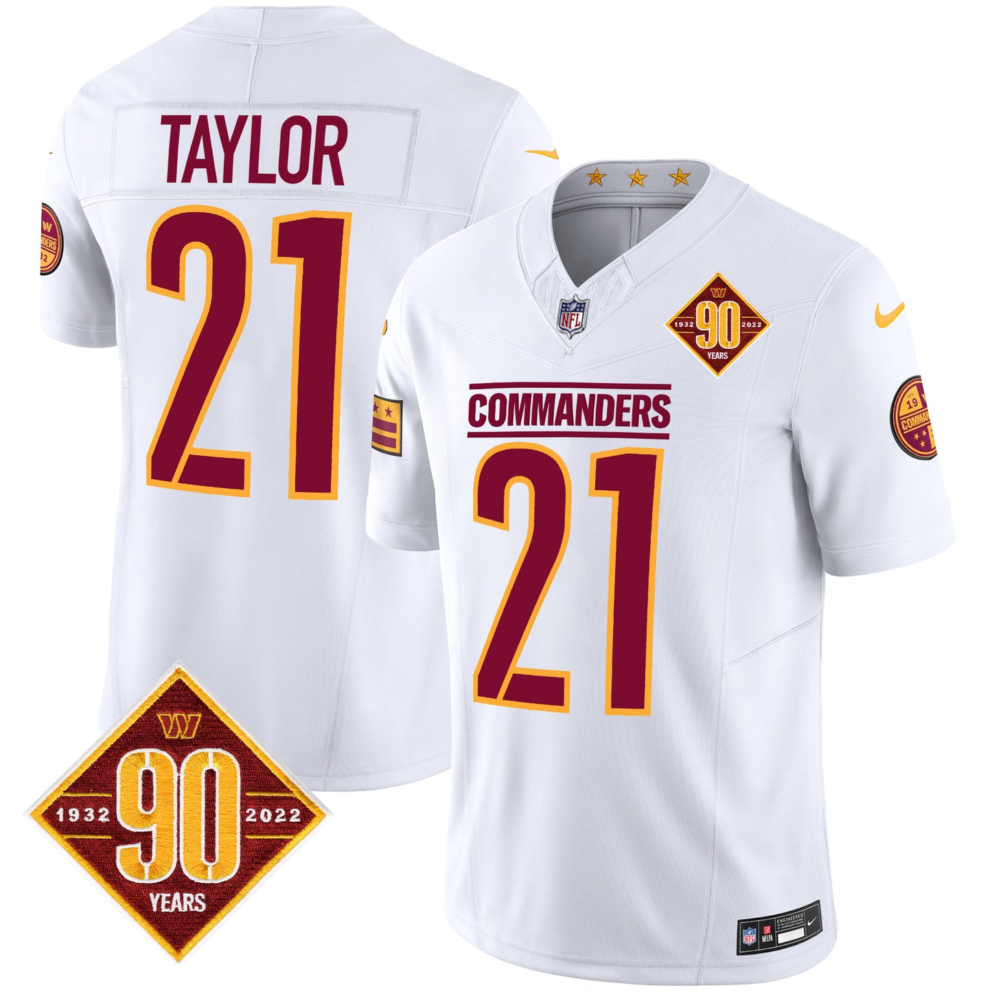 Washington Commanders 90th Anniversary Patch Vapor Jersey - All Stitched