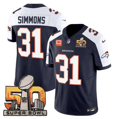 Denver Broncos Super Bowl 50 Patch Vapor Jersey - All Stitched