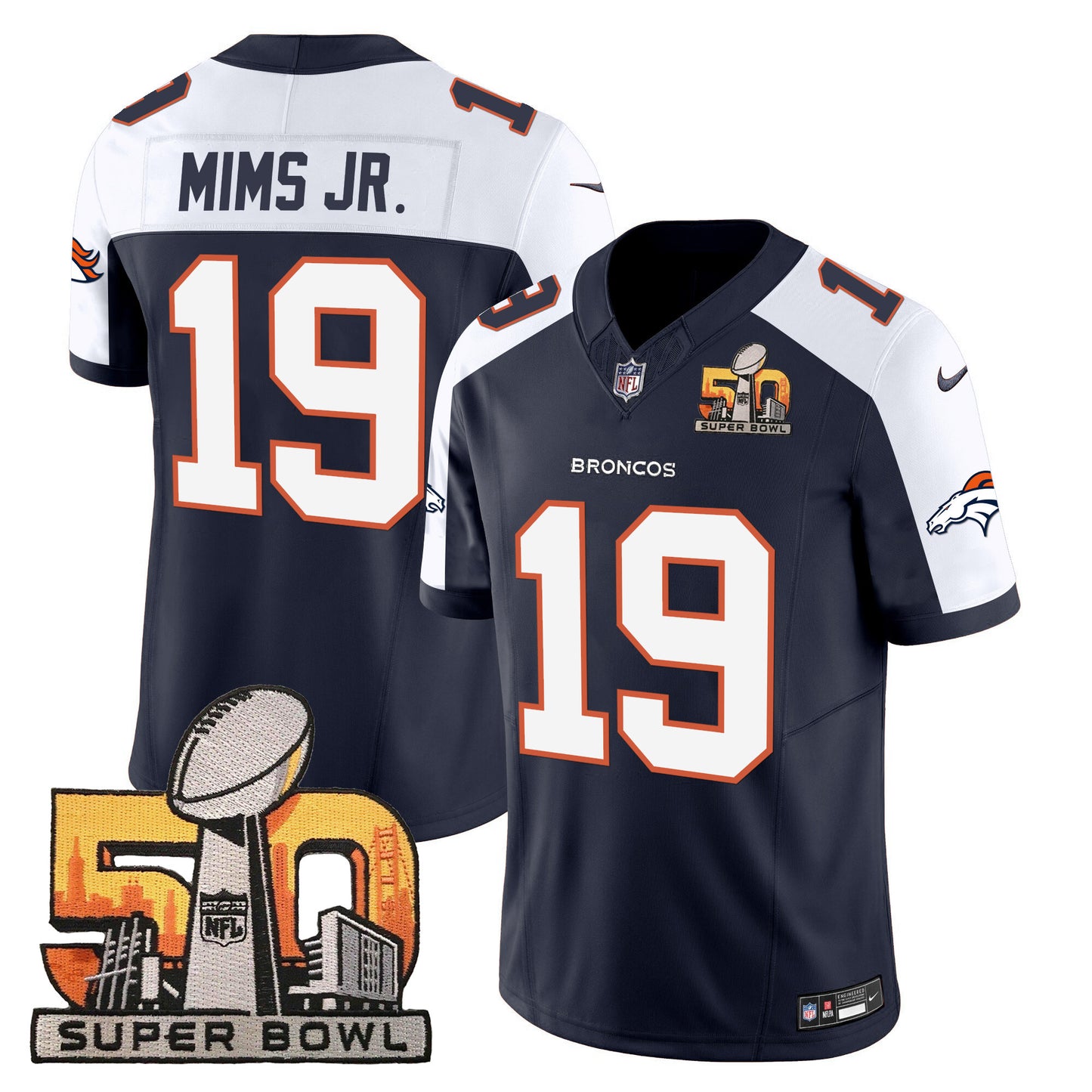 Denver Broncos Super Bowl 50 Patch Vapor Jersey - All Stitched