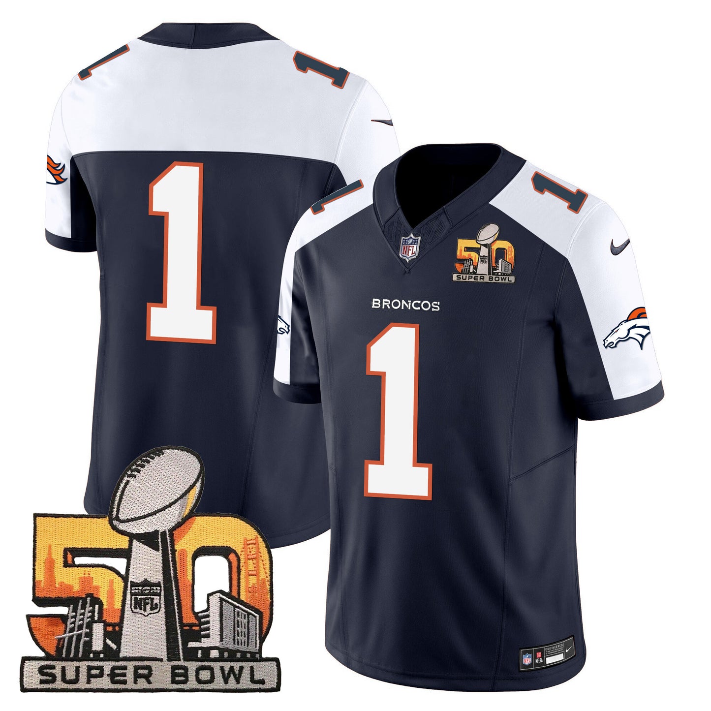 Denver Broncos Super Bowl 50 Patch Vapor Jersey - All Stitched