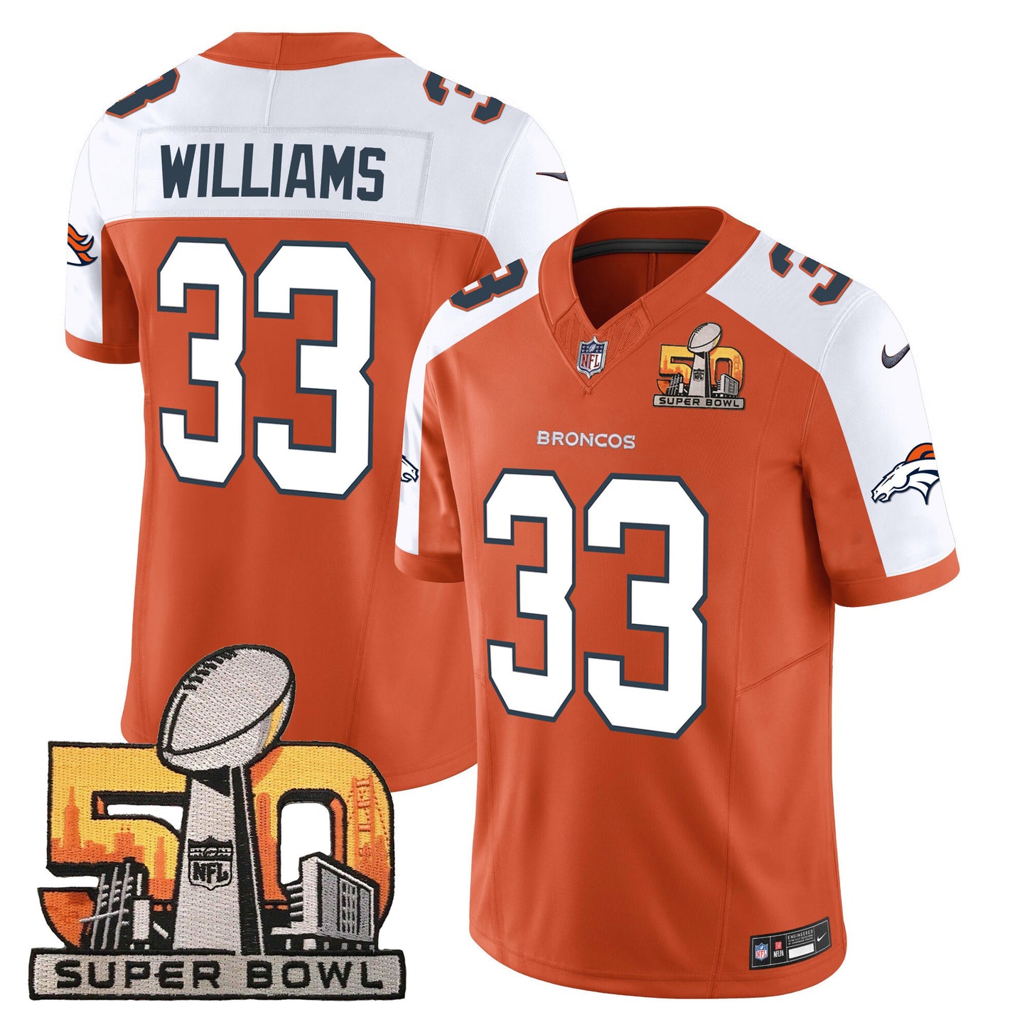 Denver Broncos Super Bowl 50 Patch Vapor Jersey - All Stitched