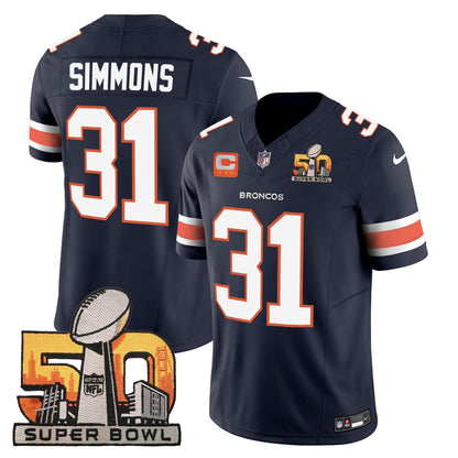 Denver Broncos Super Bowl 50 Patch Vapor Jersey - All Stitched