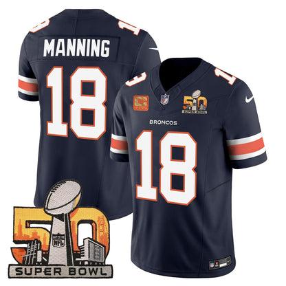 Denver Broncos Super Bowl 50 Patch Vapor Jersey - All Stitched