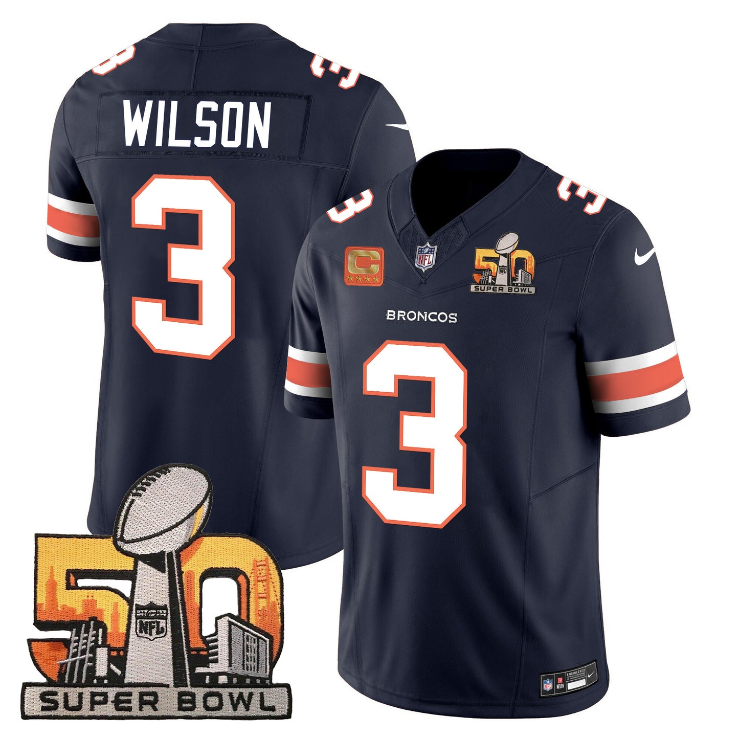 Denver Broncos Super Bowl 50 Patch Vapor Jersey - All Stitched