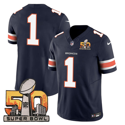 Denver Broncos Super Bowl 50 Patch Vapor Jersey - All Stitched