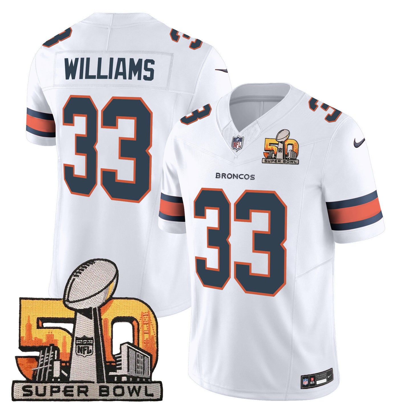 Denver Broncos Super Bowl 50 Patch Vapor Jersey - All Stitched