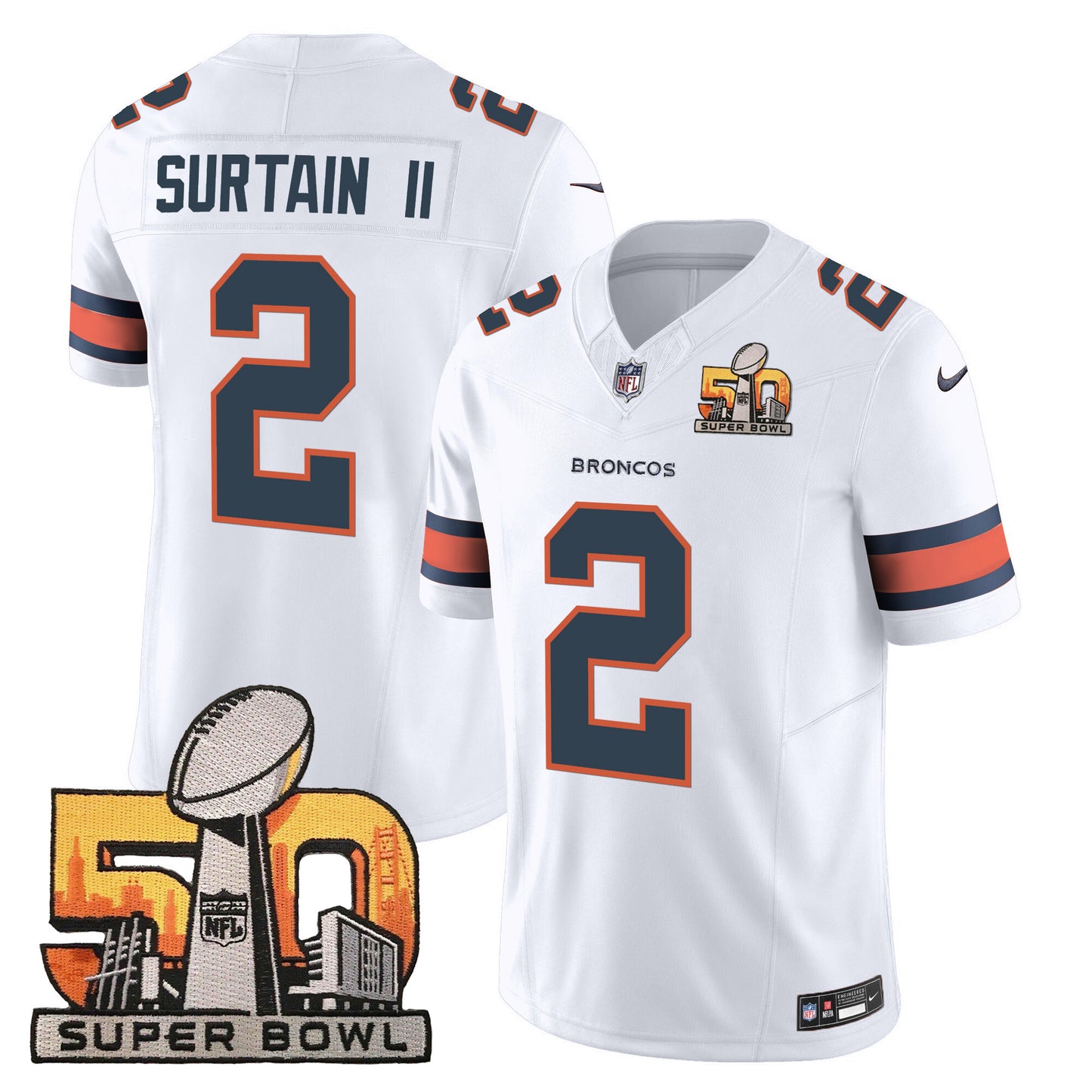 Denver Broncos Super Bowl 50 Patch Vapor Jersey - All Stitched