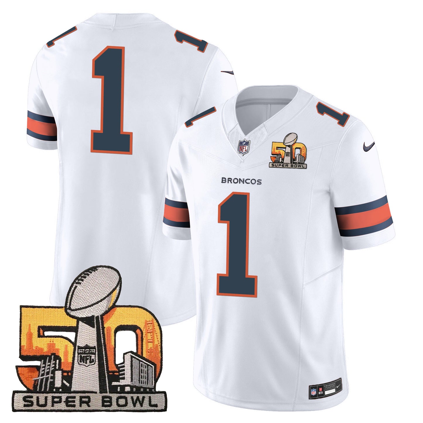 Denver Broncos Super Bowl 50 Patch Vapor Jersey - All Stitched