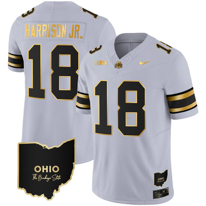 Ohio State Buckeyes 2023 Vapor Limited Gold Jersey - Ohio Patch - All Stitched