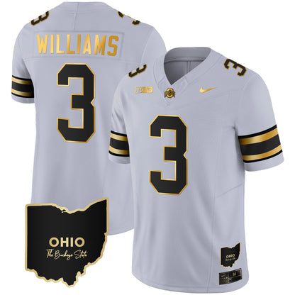 Ohio State Buckeyes 2023 Vapor Limited Gold Jersey - Ohio Patch - All Stitched