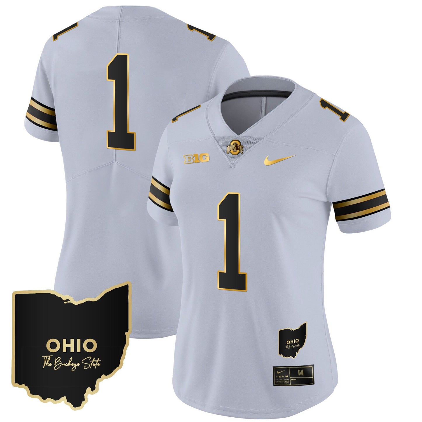 Women's Ohio State Buckeyes 2023 Vapor Limited Gold Jersey - Ohio Patch - All Stitched