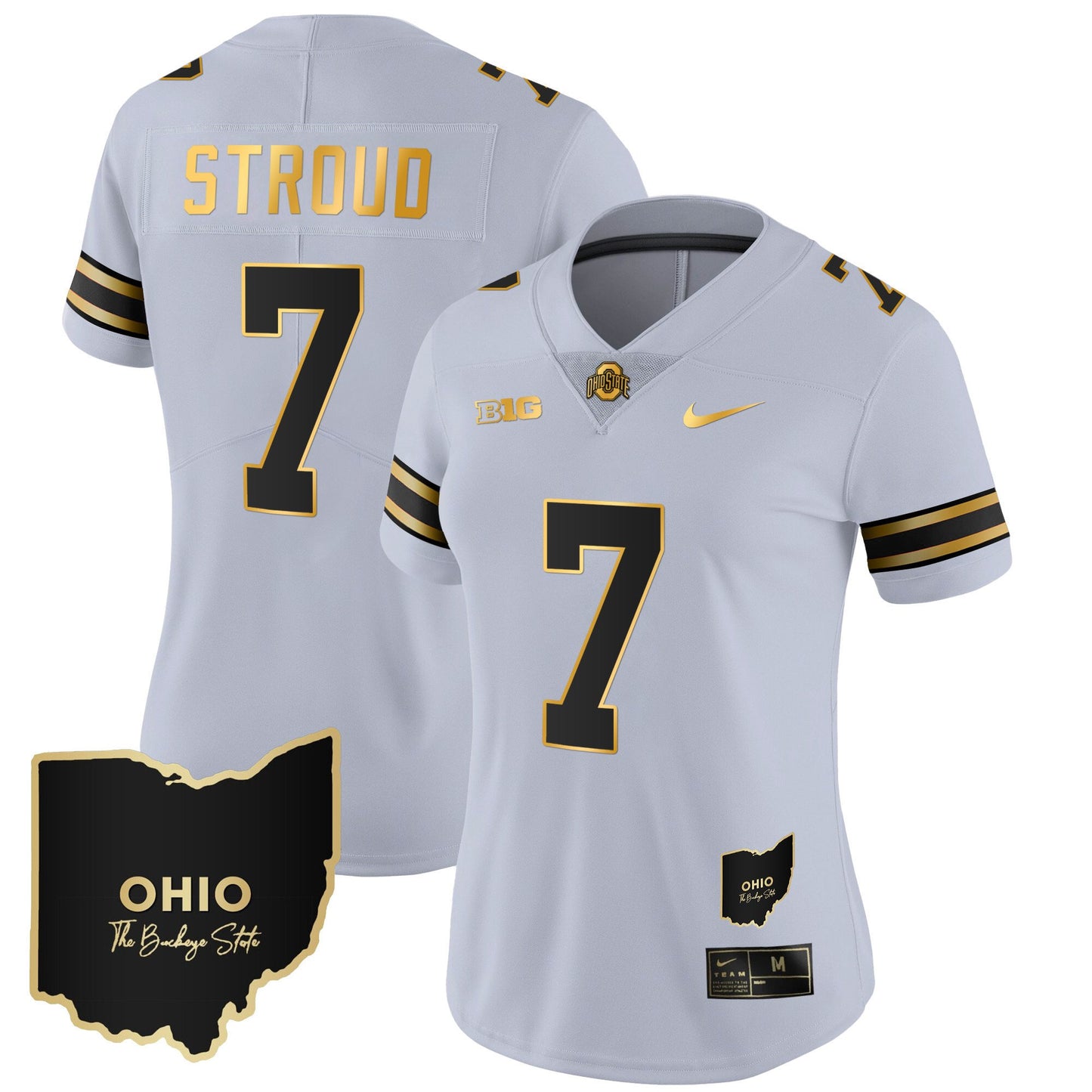 Women's Ohio State Buckeyes 2023 Vapor Limited Gold Jersey - Ohio Patch - All Stitched