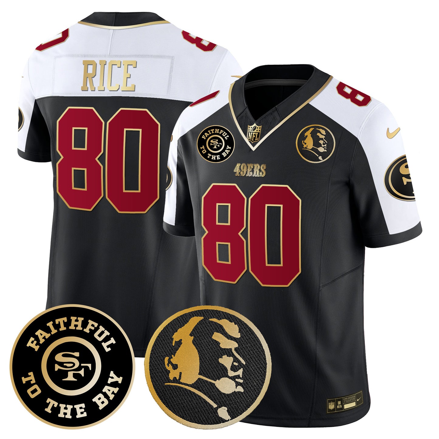 49ers Faithful & John Madden Patch Vapor Jersey - All Stitched