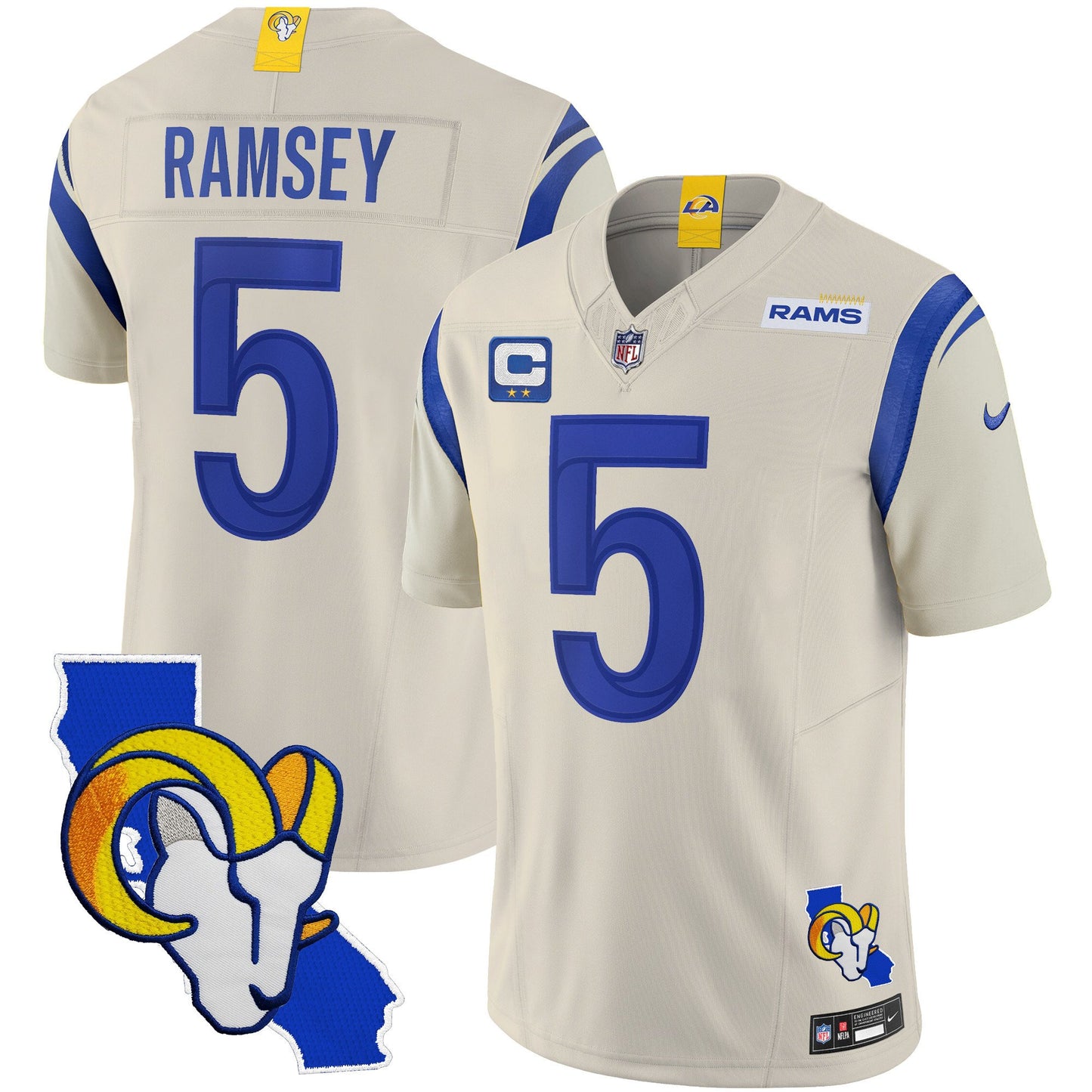 Rams California Patch Vapor Limited Jersey - All Stitched