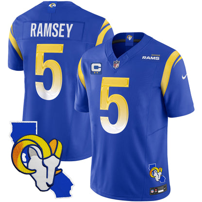 Rams California Patch Vapor Limited Jersey - All Stitched