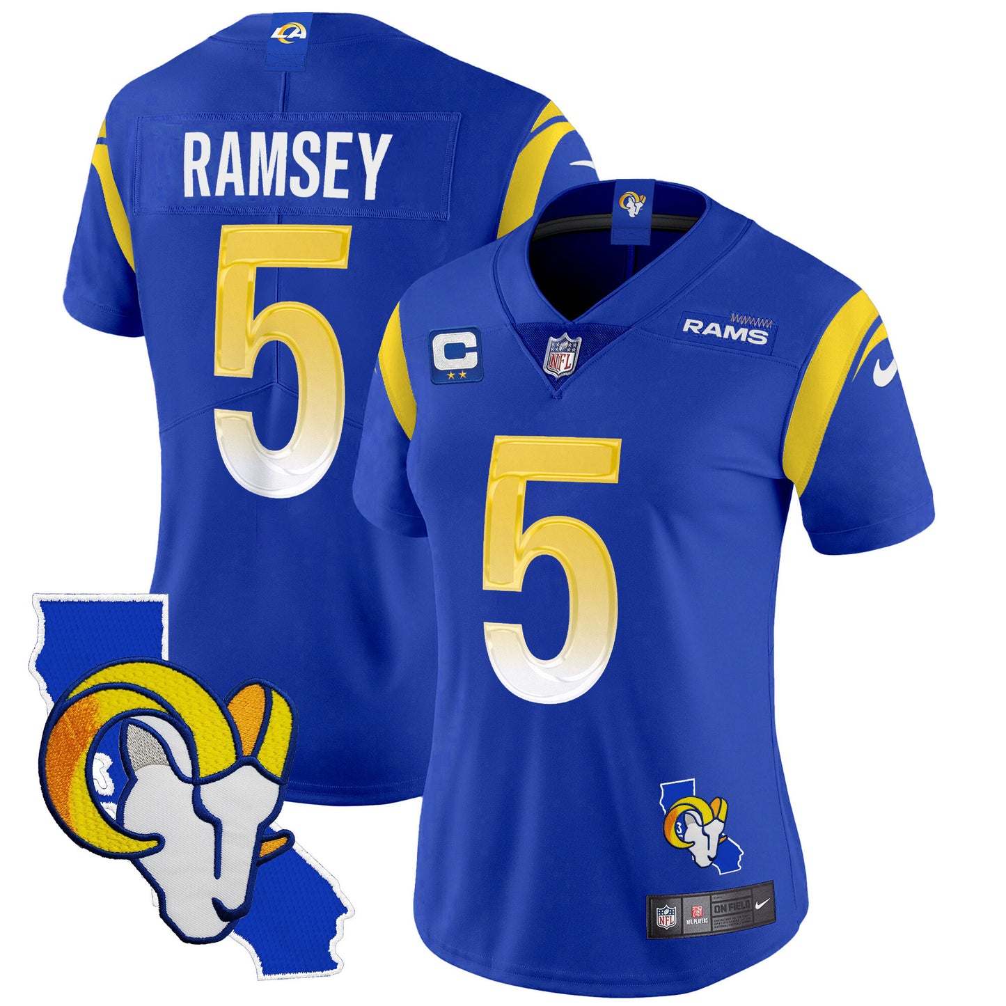 Women's Rams California Patch Vapor Limited Jersey - All Stitched