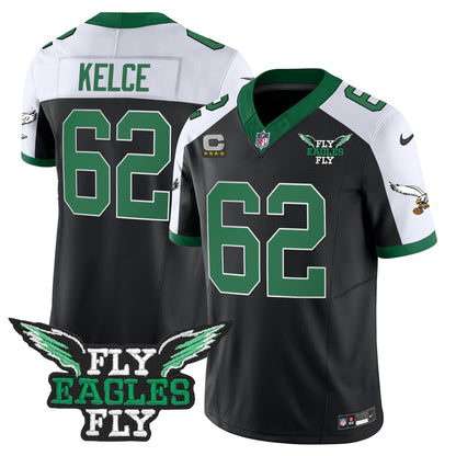 Fly Eagles Fly Patch Throwback Kelly Green Vapor Jersey - All Stitched