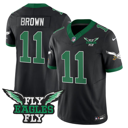 Fly Eagles Fly Patch Throwback Kelly Green Vapor Jersey - All Stitched