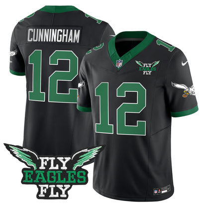 Fly Eagles Fly Patch Throwback Kelly Green Vapor Jersey - All Stitched