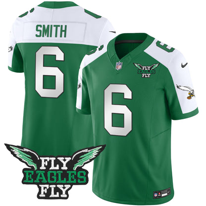 Fly Eagles Fly Patch Throwback Kelly Green Vapor Jersey - All Stitched