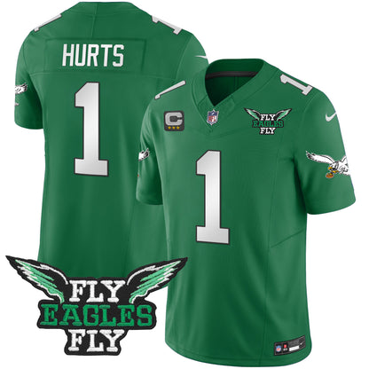 Fly Eagles Fly Patch Throwback Kelly Green Vapor Jersey - All Stitched