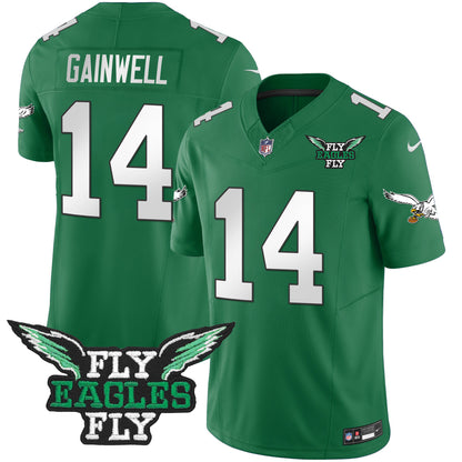 Fly Eagles Fly Patch Throwback Kelly Green Vapor Jersey - All Stitched