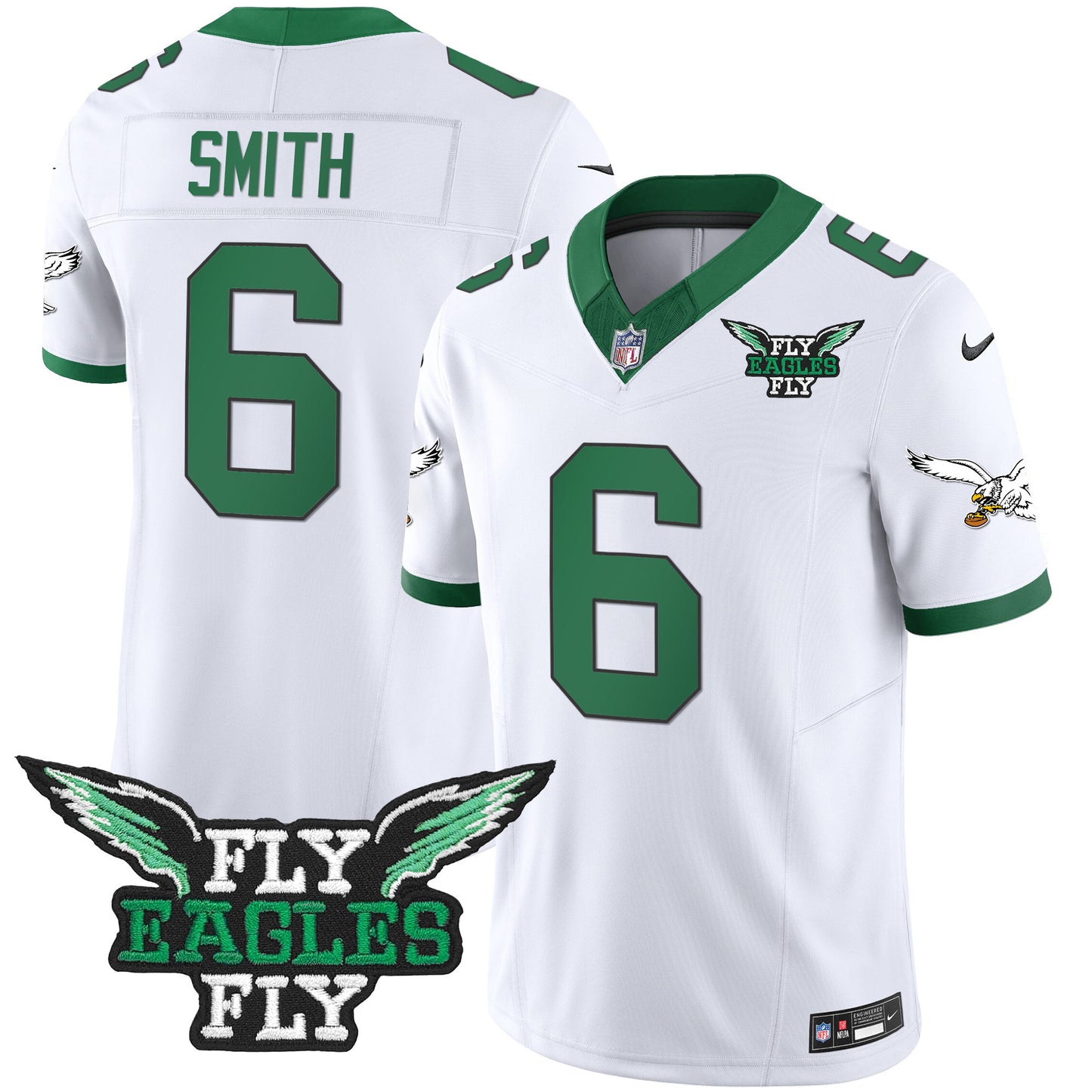 Fly Eagles Fly Patch Throwback Kelly Green Vapor Jersey - All Stitched