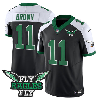 Fly Eagles Fly Patch Throwback Kelly Green Vapor Jersey - All Stitched