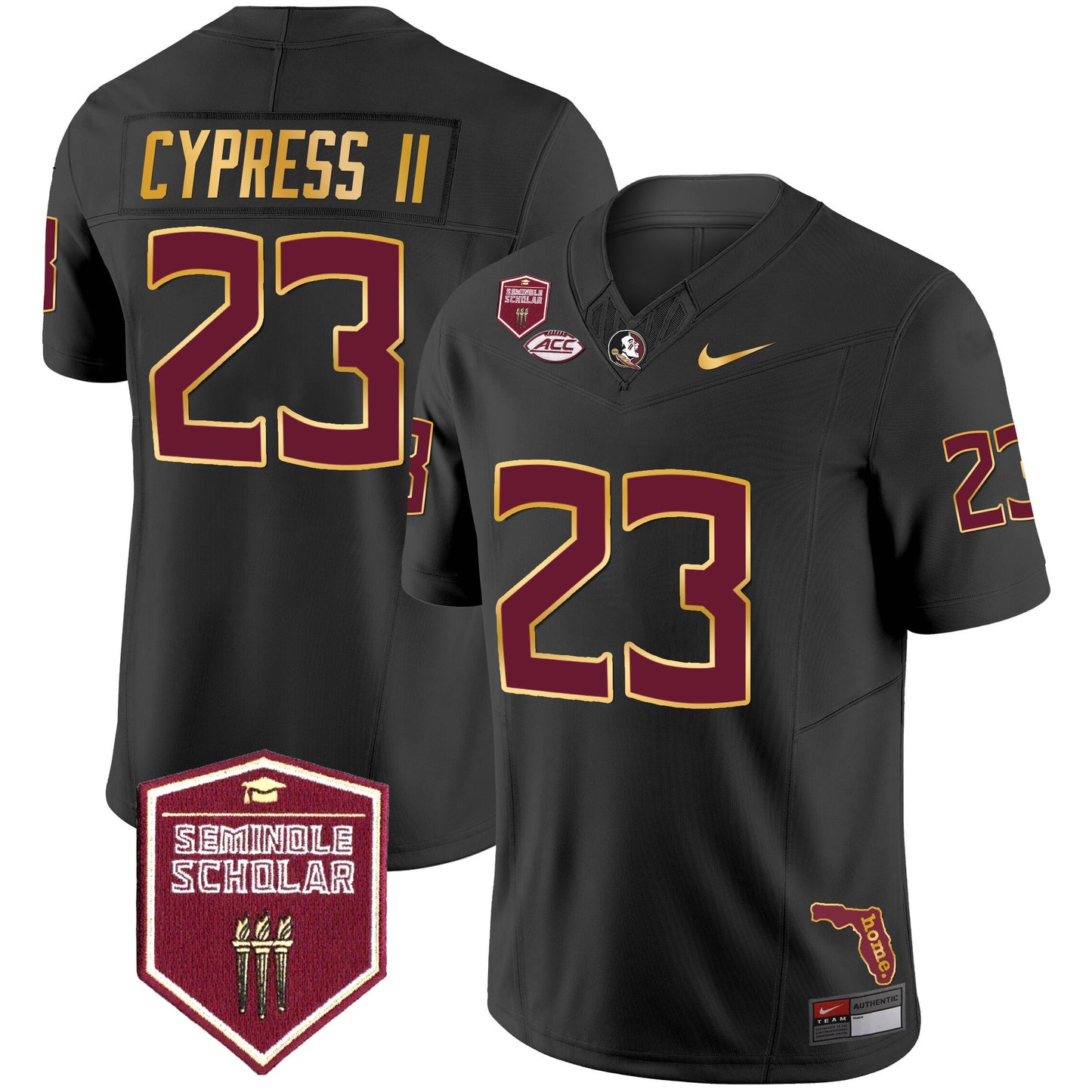 Florida State Seminoles Gold Trim Vapor Jersey - All Stitched