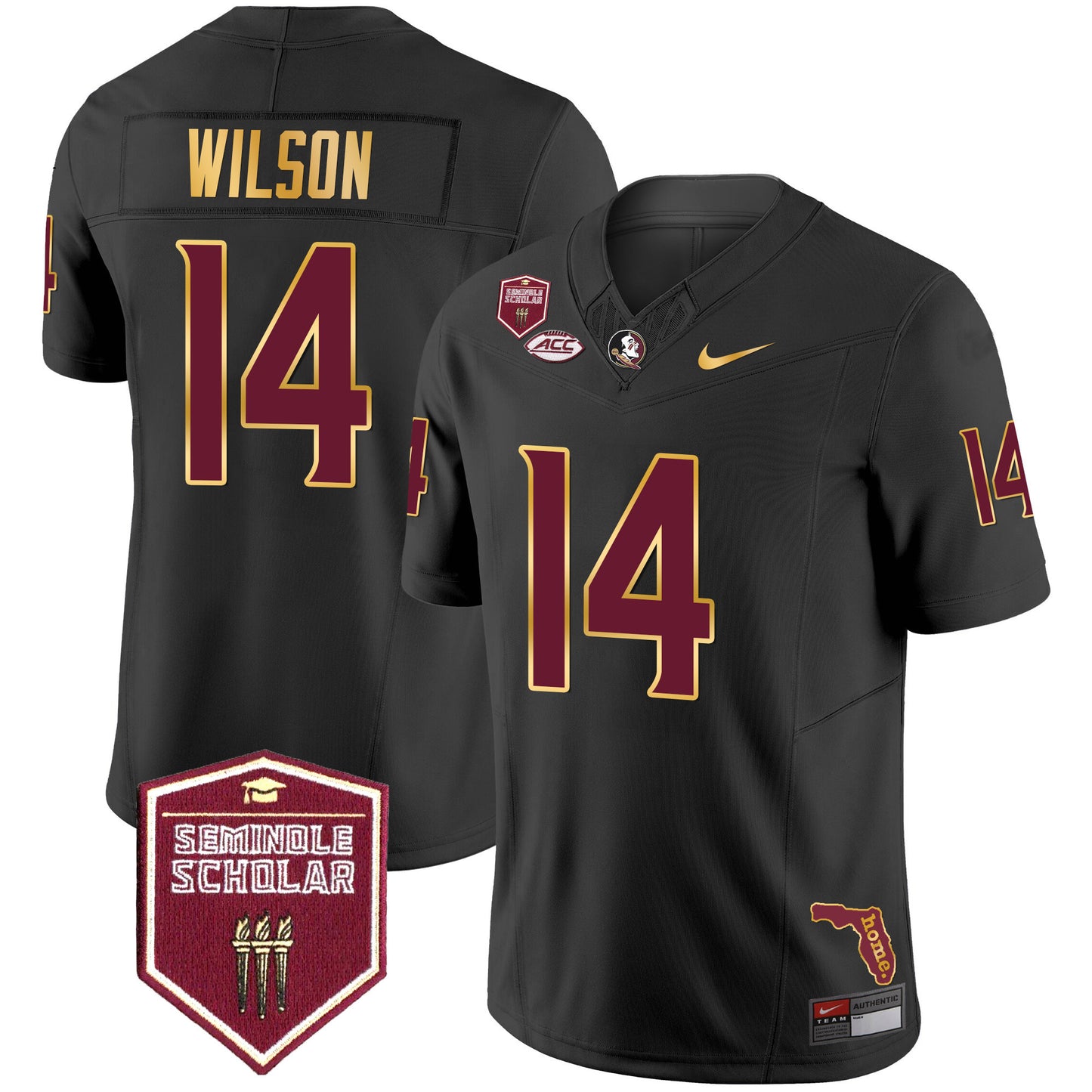 Florida State Seminoles Gold Trim Vapor Jersey - All Stitched