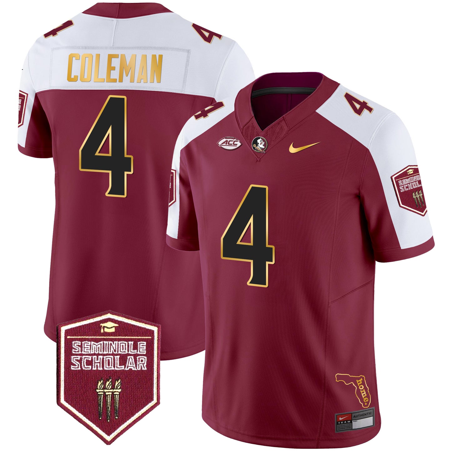 Florida State Seminoles Gold Trim Vapor Jersey - All Stitched