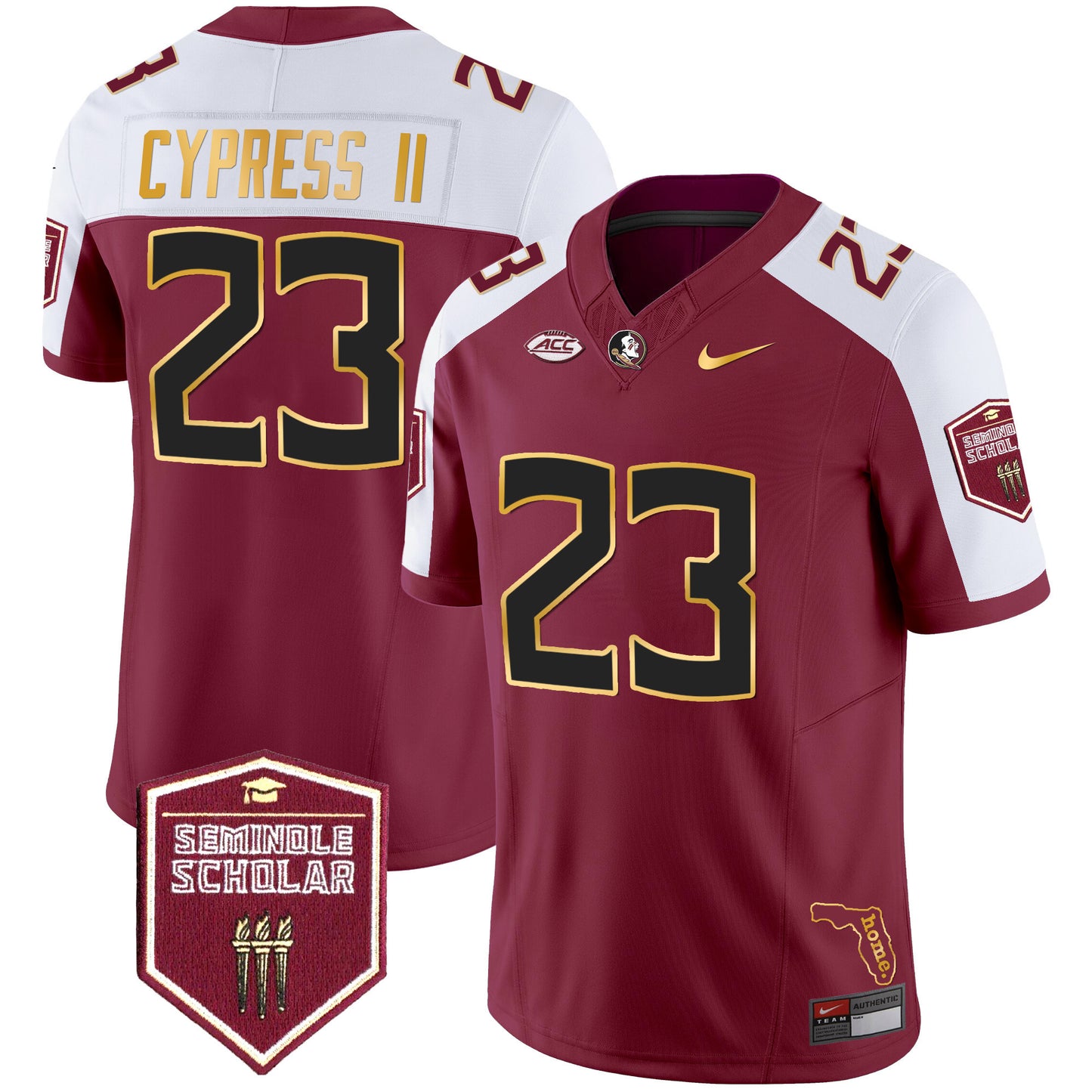 Florida State Seminoles Gold Trim Vapor Jersey - All Stitched