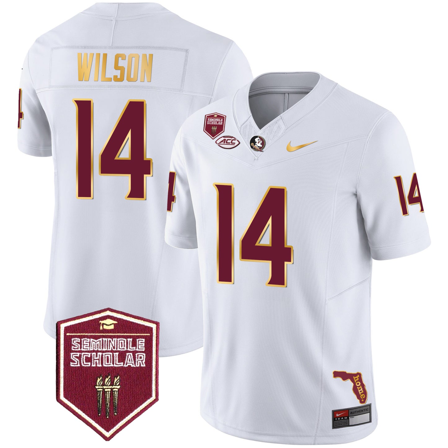 Florida State Seminoles Gold Trim Vapor Jersey - All Stitched