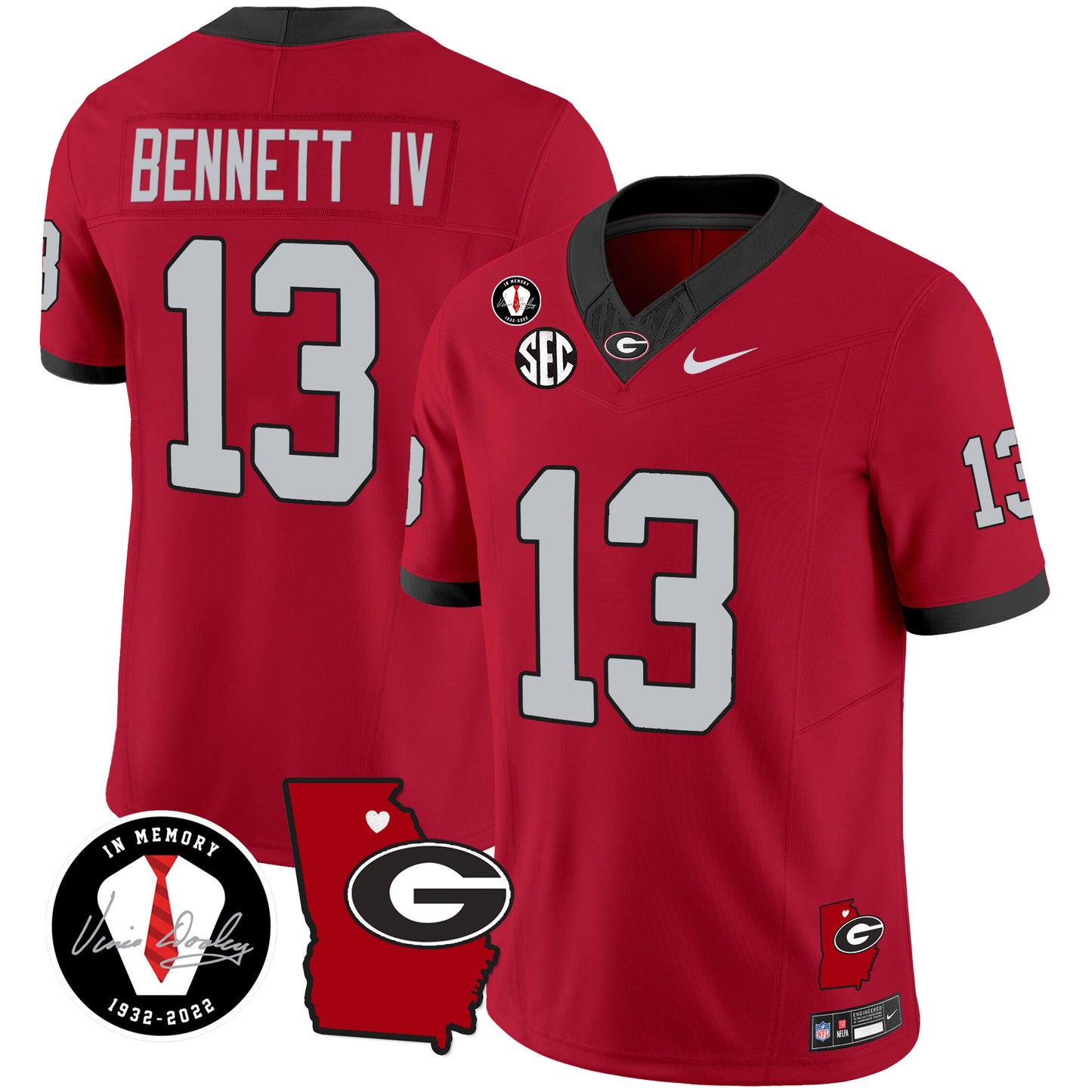 Georgia Bulldogs 2024 Vapor Jersey V4 - Georgia Map - All Stitched