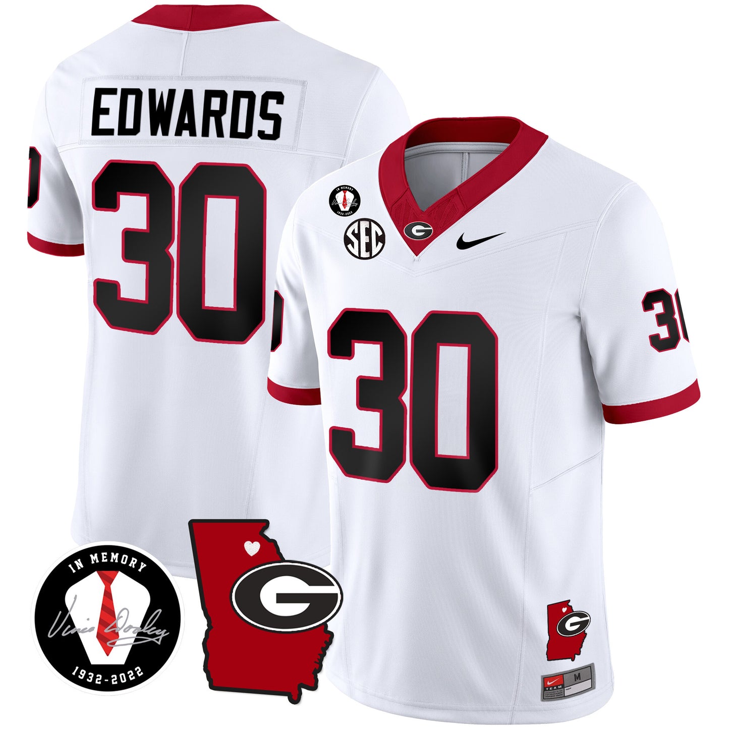 Georgia Bulldogs 2024 Vapor Jersey V4 - Georgia Map - All Stitched