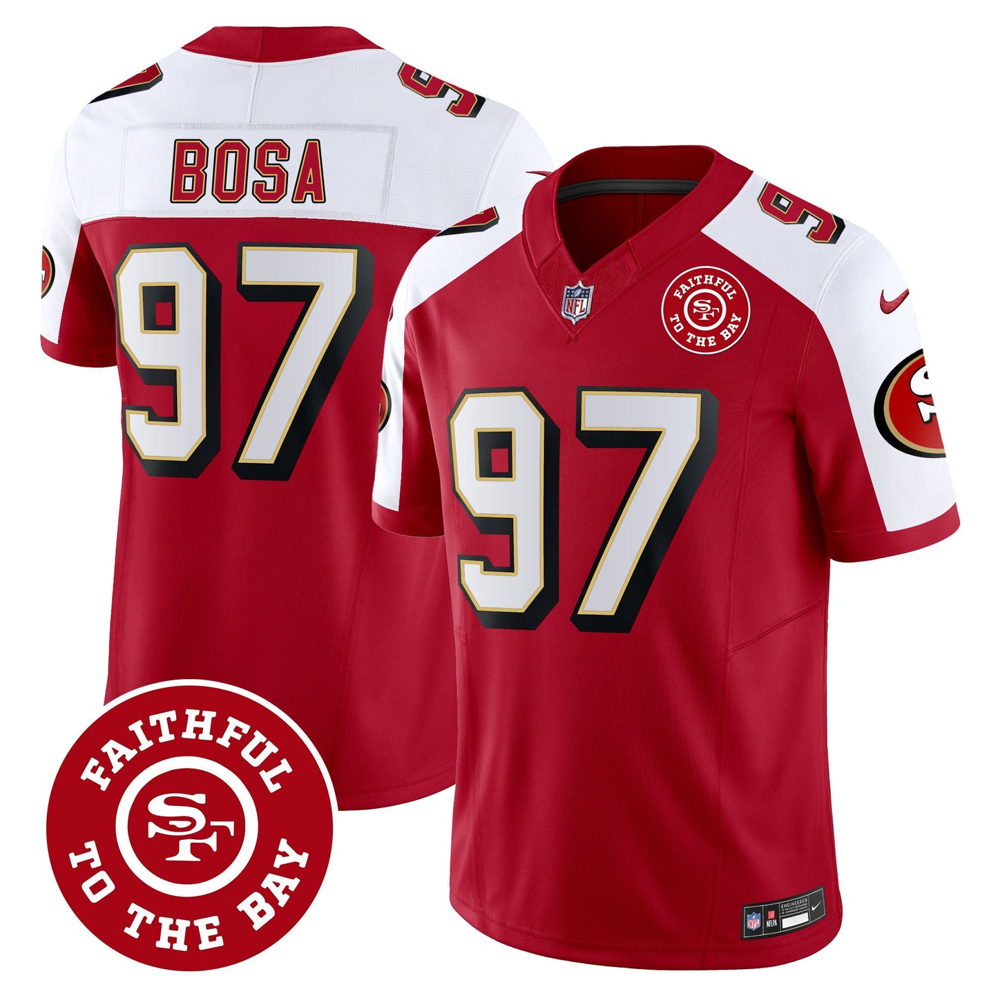 49ers Throwback Faithful To The Bay Patch Vapor Limited Jersey - All Stitched