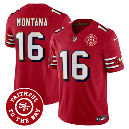 49ers Throwback Faithful To The Bay Patch Vapor Limited Jersey - All Stitched