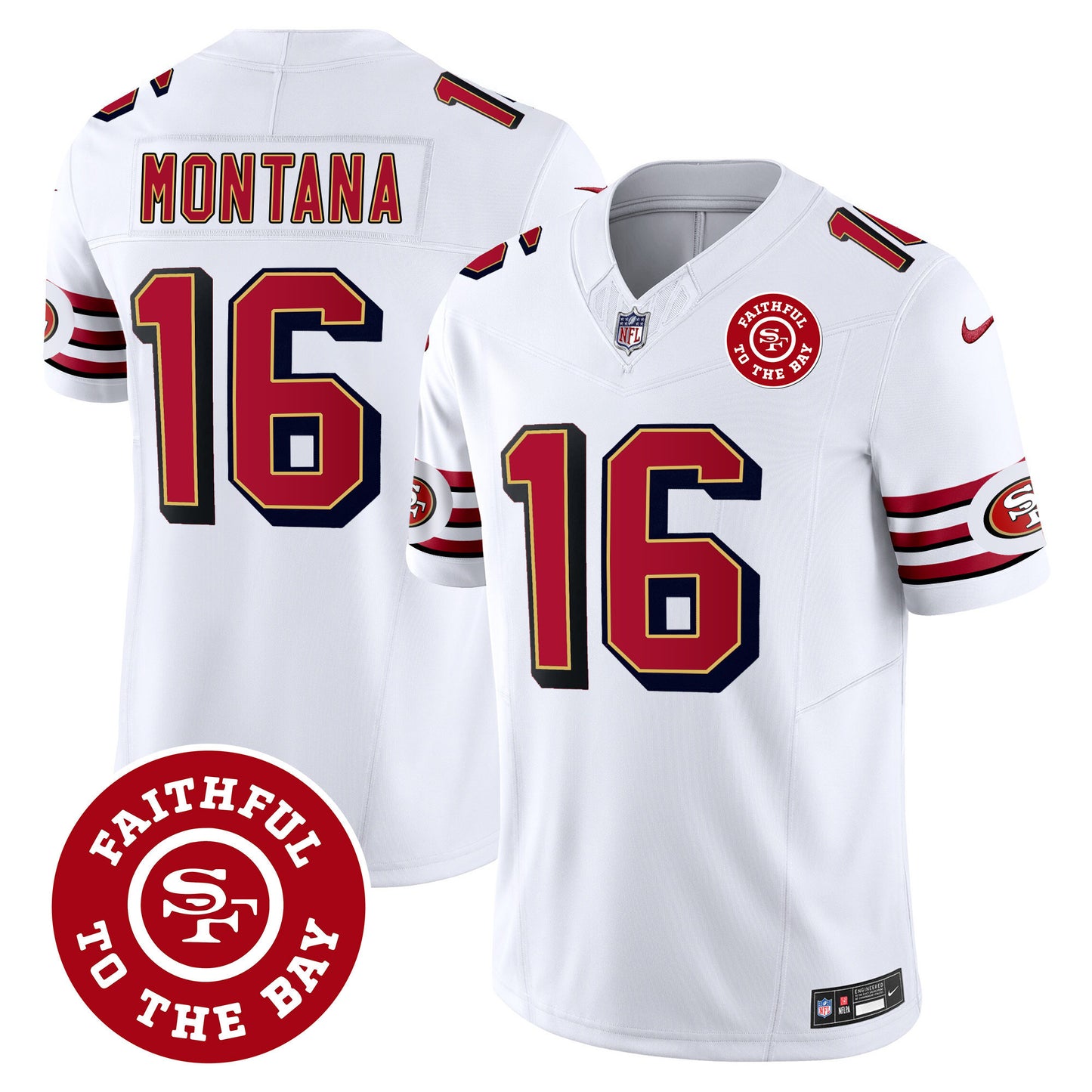 49ers Throwback Faithful To The Bay Patch Vapor Limited Jersey - All Stitched