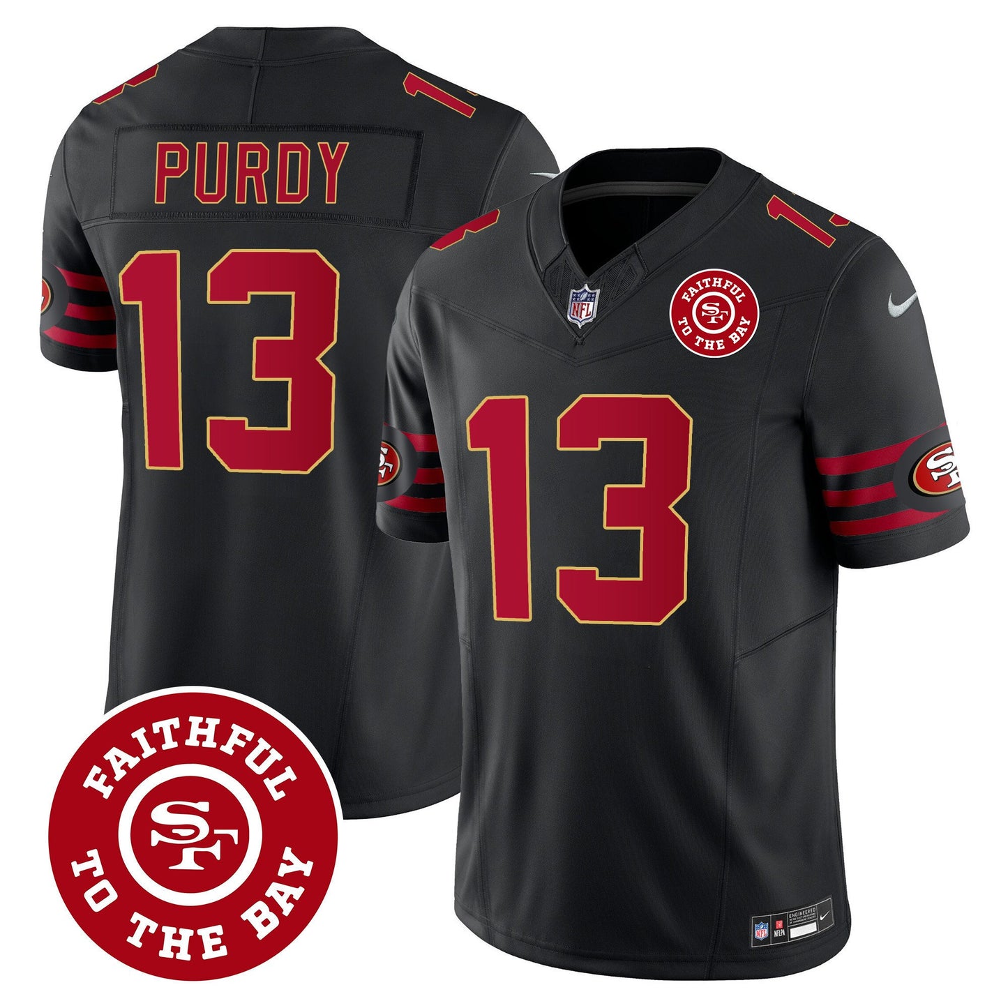 49ers Throwback Faithful To The Bay Patch Vapor Limited Jersey - All Stitched