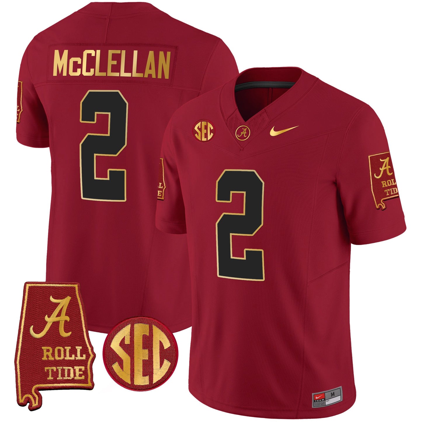 Alabama Crimson Tide Gold Trim Vapor Jersey V2 - Alabama Map - All Stitched