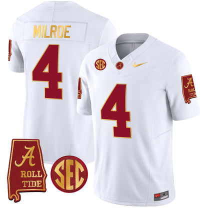 Alabama Crimson Tide Gold Trim Vapor Jersey V2 - Alabama Map - All Stitched