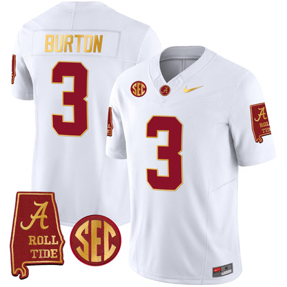 Alabama Crimson Tide Gold Trim Vapor Jersey V2 - Alabama Map - All Stitched