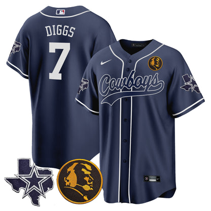 Cowboys Texas & John Madden Patch Baseball Jersey - All Stitched